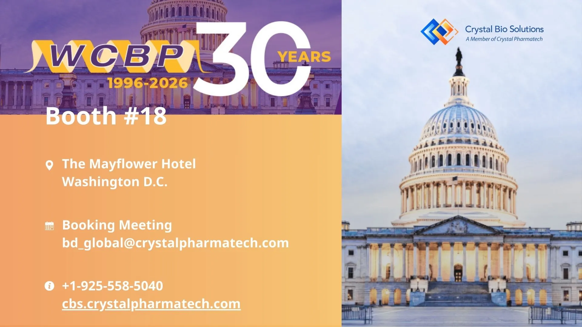 Meet Crystal Bio Solutions at WCBP 2026 Booth 18